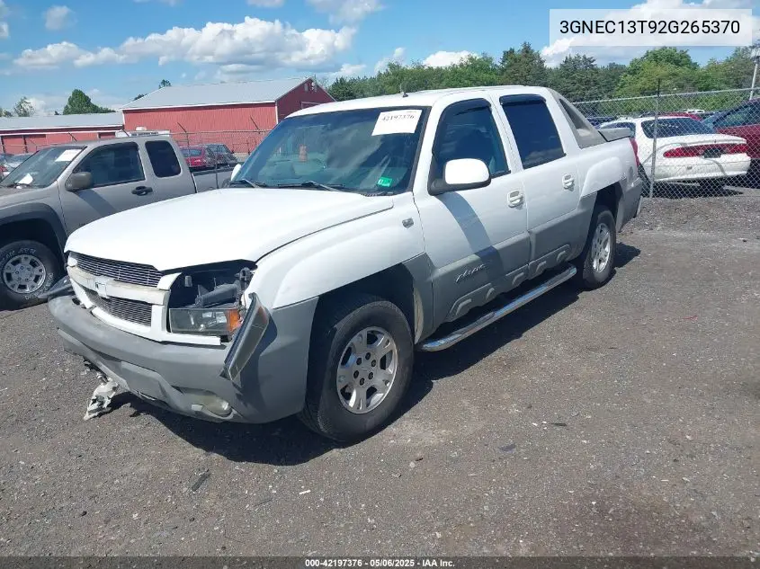 2002 Chevrolet Avalanche 1500 VIN: 3GNEC13T92G265370 Lot: 42197376