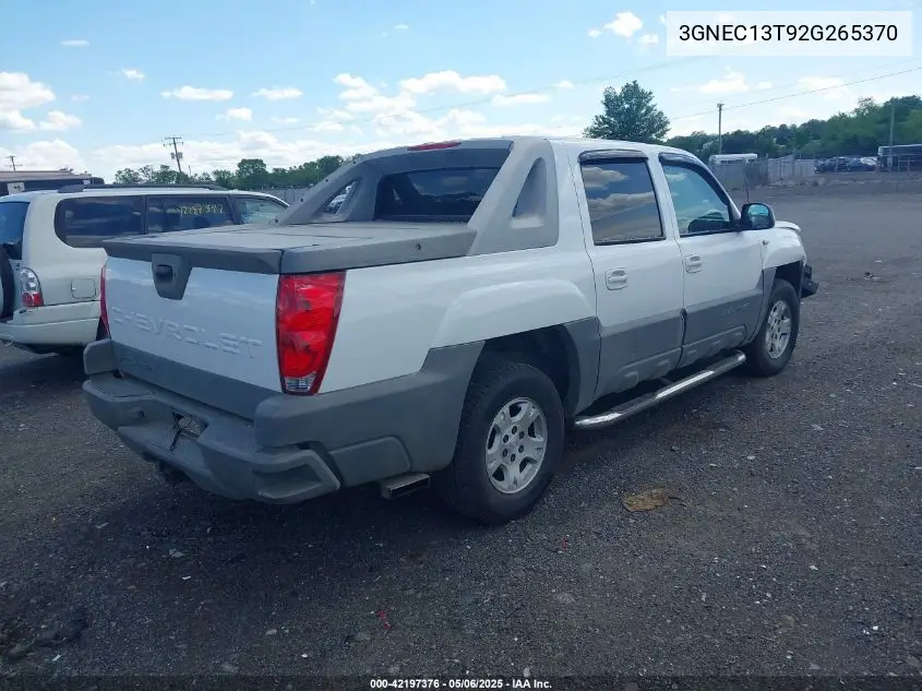 2002 Chevrolet Avalanche 1500 VIN: 3GNEC13T92G265370 Lot: 42197376