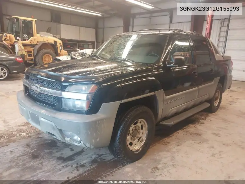 2002 Chevrolet Avalanche 2500 VIN: 3GNGK23G12G155093 Lot: 42199728