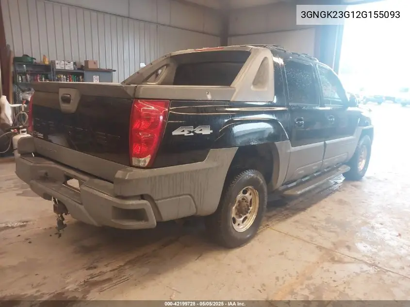 2002 Chevrolet Avalanche 2500 VIN: 3GNGK23G12G155093 Lot: 42199728
