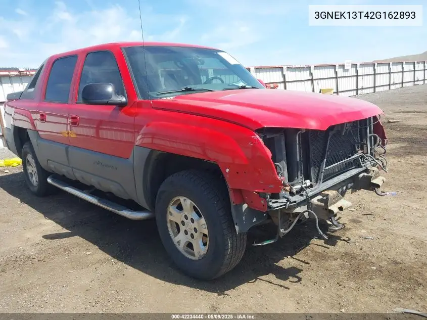 2002 Chevrolet Avalanche 1500 VIN: 3GNEK13T42G162893 Lot: 42234440