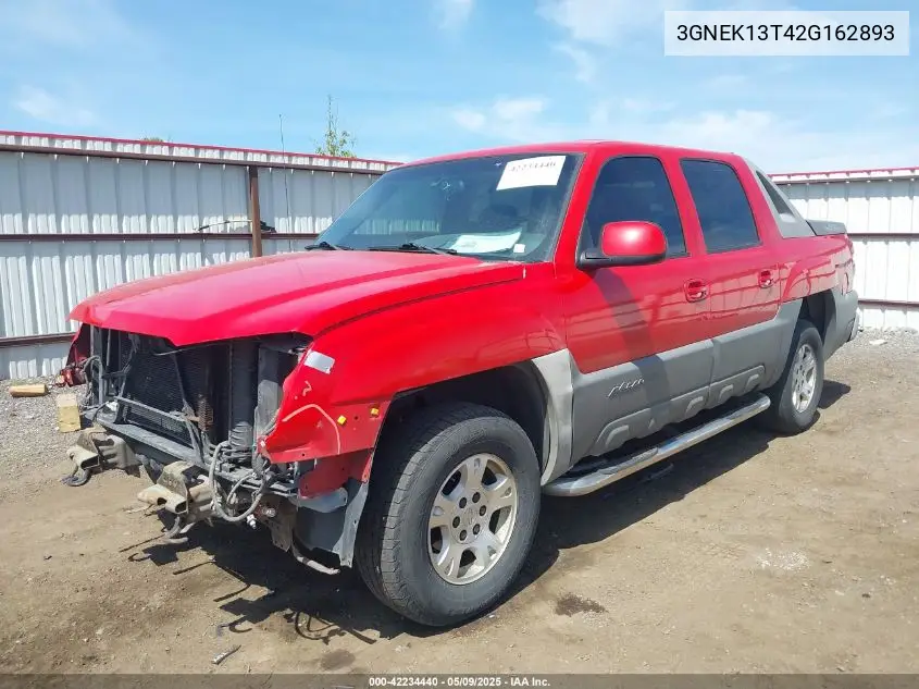 2002 Chevrolet Avalanche 1500 VIN: 3GNEK13T42G162893 Lot: 42234440