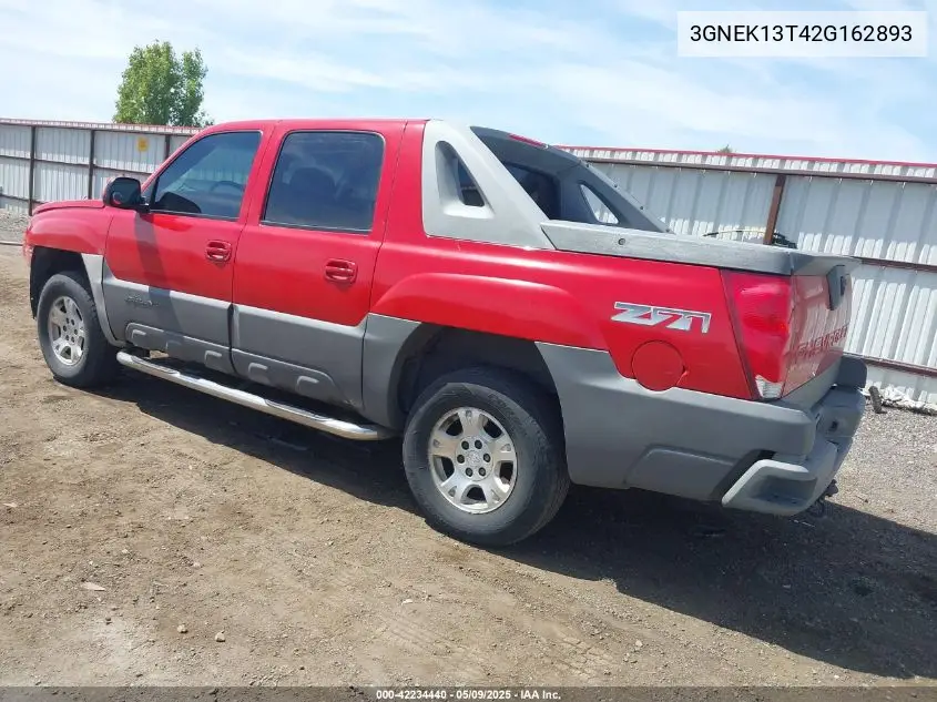 2002 Chevrolet Avalanche 1500 VIN: 3GNEK13T42G162893 Lot: 42234440