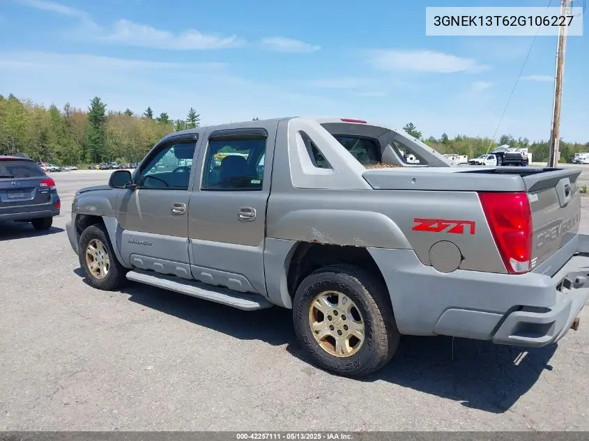 2002 Chevrolet Avalanche 1500 VIN: 3GNEK13T62G106227 Lot: 42257111