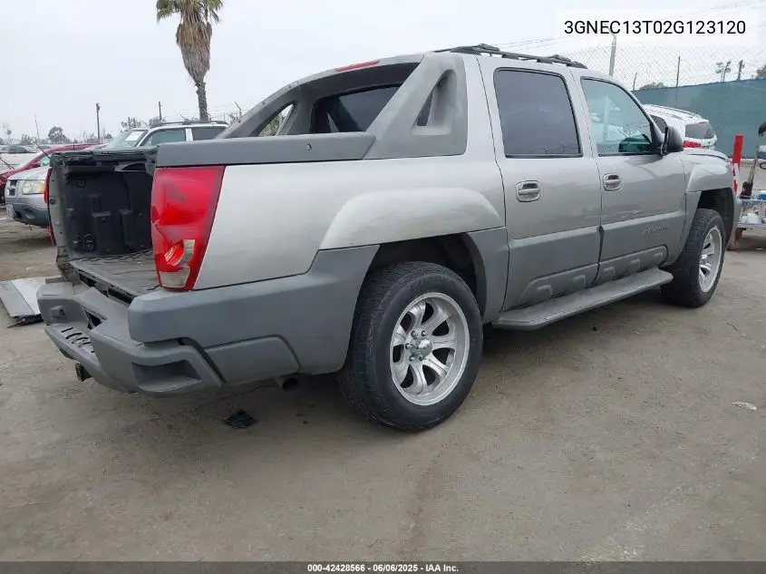 2002 Chevrolet Avalanche 1500 VIN: 3GNEC13T02G123120 Lot: 42428566