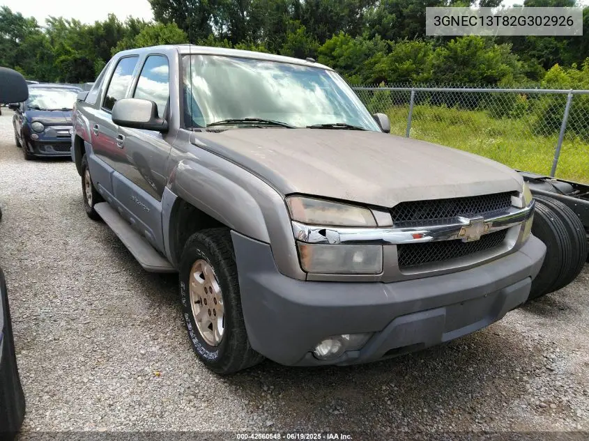 2002 Chevrolet Avalanche 1500 VIN: 3GNEC13T82G302926 Lot: 42560548