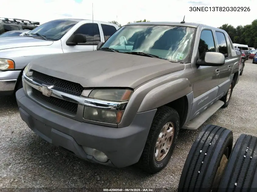 2002 Chevrolet Avalanche 1500 VIN: 3GNEC13T82G302926 Lot: 42560548