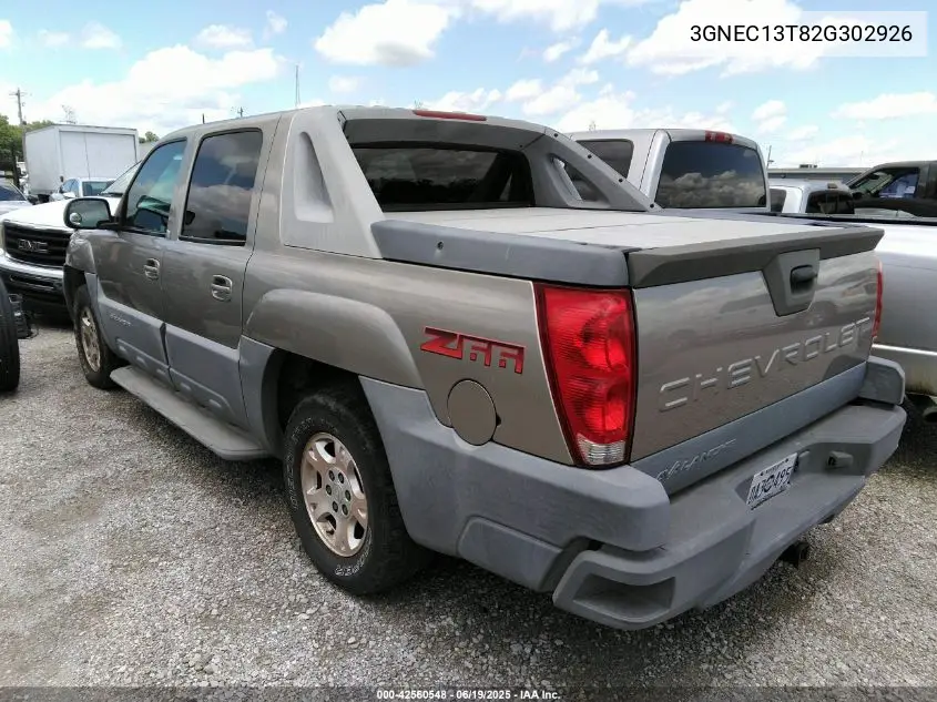 2002 Chevrolet Avalanche 1500 VIN: 3GNEC13T82G302926 Lot: 42560548