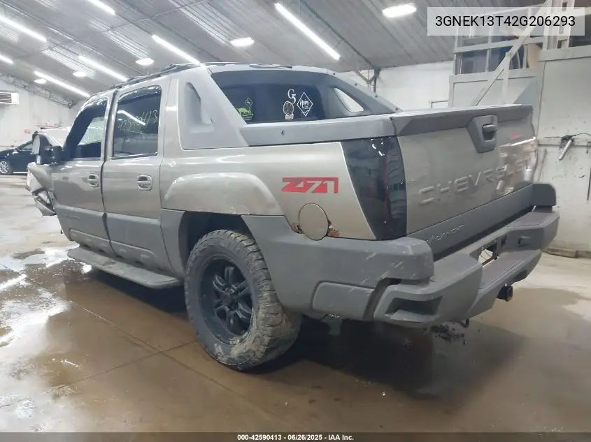2002 Chevrolet Avalanche K1500 VIN: 3GNEK13T42G206293 Lot: 42590413