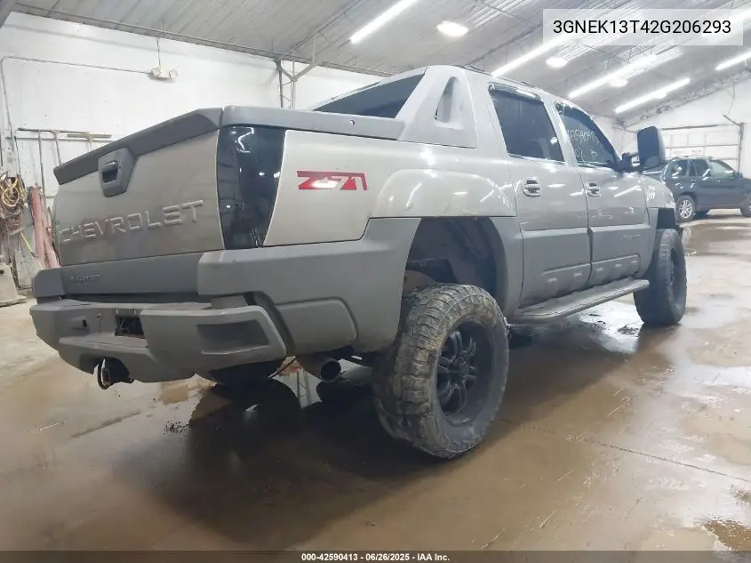 2002 Chevrolet Avalanche K1500 VIN: 3GNEK13T42G206293 Lot: 42590413