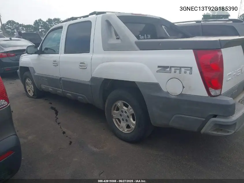 2002 Chevrolet Avalanche 1500 VIN: 3GNEC13T92G185390 Lot: 42619388