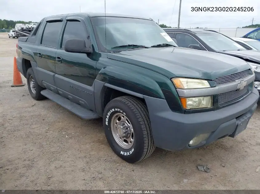 2002 Chevrolet Avalanche 2500 VIN: 3GNGK23G02G245206 Lot: 42672788