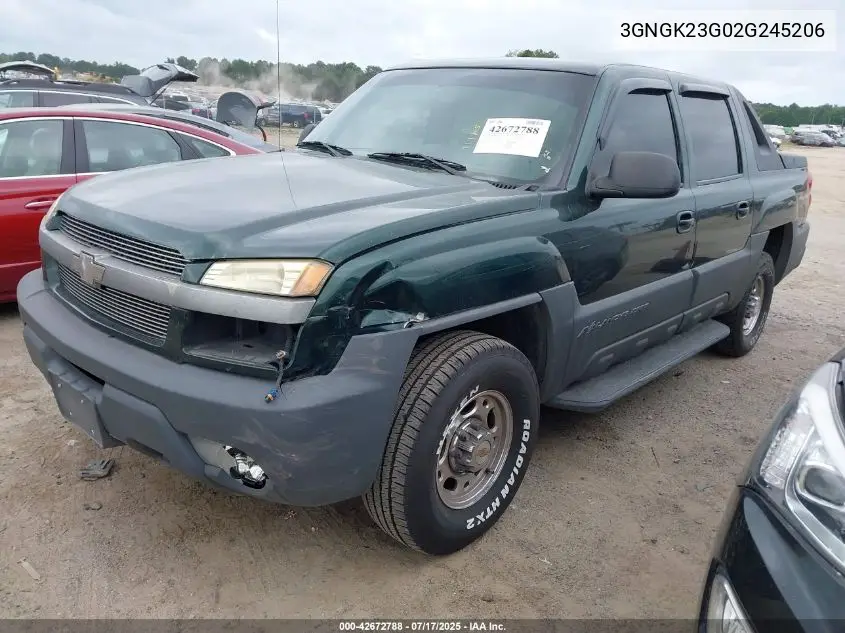 2002 Chevrolet Avalanche 2500 VIN: 3GNGK23G02G245206 Lot: 42672788