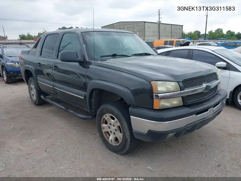 2003 Chevrolet Avalanche 1500 VIN: 3GNEK13TX3G311583 Lot: 42032187