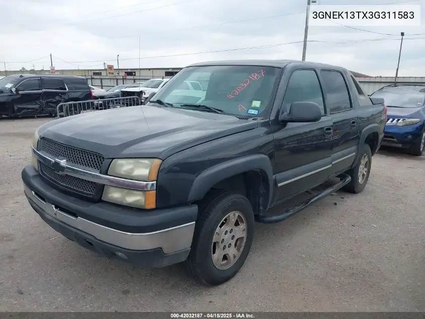 2003 Chevrolet Avalanche 1500 VIN: 3GNEK13TX3G311583 Lot: 42032187