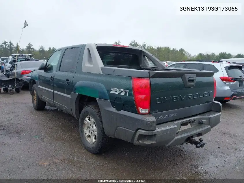 2003 Chevrolet Avalanche 1500 VIN: 3GNEK13T93G173065 Lot: 42150202