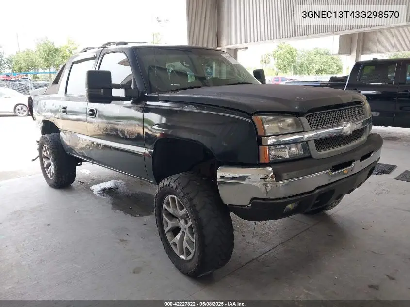 2003 Chevrolet Avalanche 1500 VIN: 3GNEC13T43G298570 Lot: 42227822