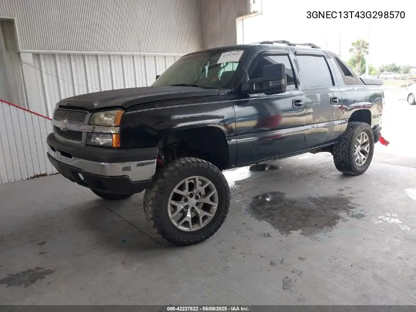 2003 Chevrolet Avalanche 1500 VIN: 3GNEC13T43G298570 Lot: 42227822