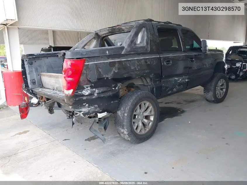 2003 Chevrolet Avalanche 1500 VIN: 3GNEC13T43G298570 Lot: 42227822