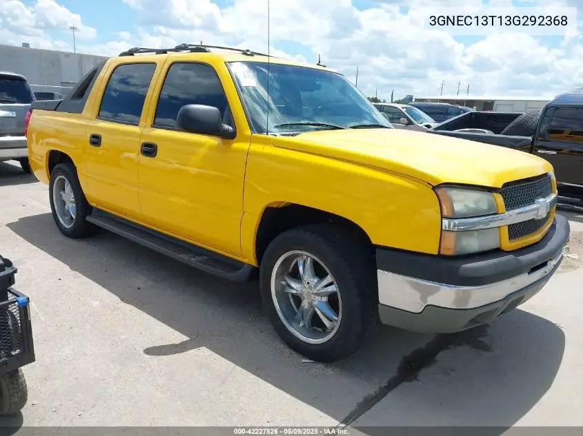2003 Chevrolet Avalanche 1500 VIN: 3GNEC13T13G292368 Lot: 42227826
