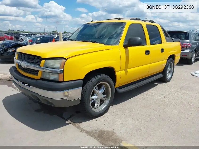 2003 Chevrolet Avalanche 1500 VIN: 3GNEC13T13G292368 Lot: 42227826