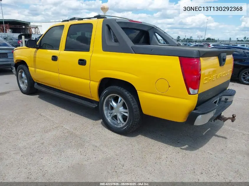 2003 Chevrolet Avalanche 1500 VIN: 3GNEC13T13G292368 Lot: 42227826