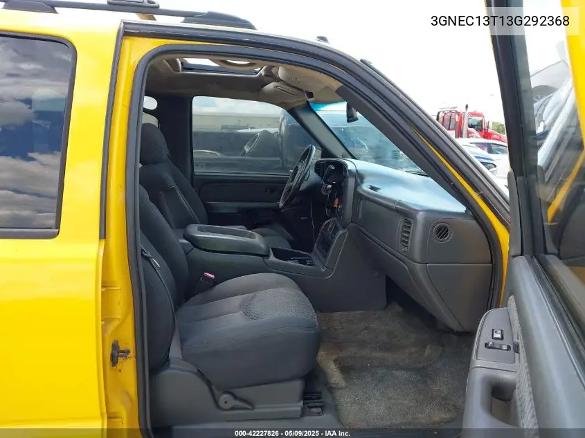 2003 Chevrolet Avalanche 1500 VIN: 3GNEC13T13G292368 Lot: 42227826