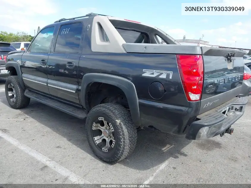 2003 Chevrolet Avalanche 1500 VIN: 3GNEK13T93G339049 Lot: 42259212