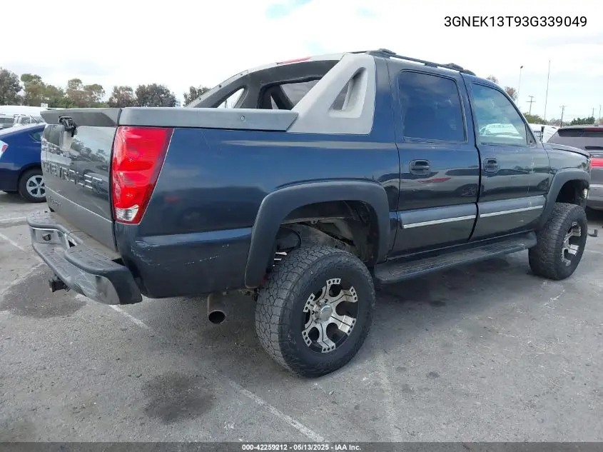2003 Chevrolet Avalanche 1500 VIN: 3GNEK13T93G339049 Lot: 42259212