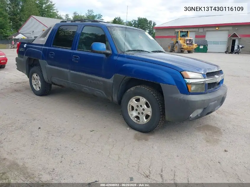 2003 Chevrolet Avalanche 1500 VIN: 3GNEK13T43G116109 Lot: 42506553