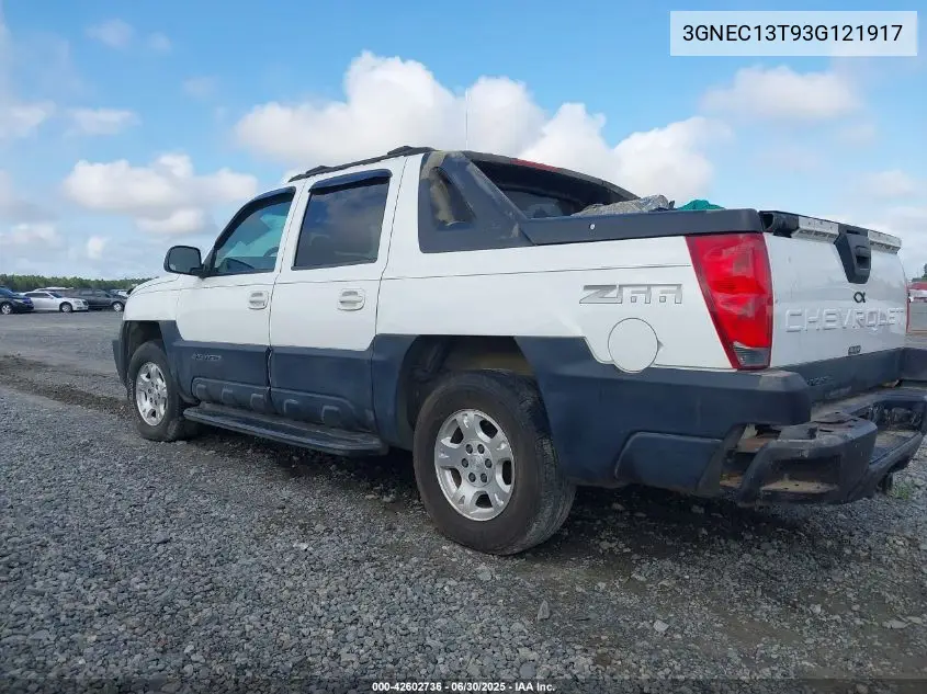2003 Chevrolet Avalanche C1500 VIN: 3GNEC13T93G121917 Lot: 42602736