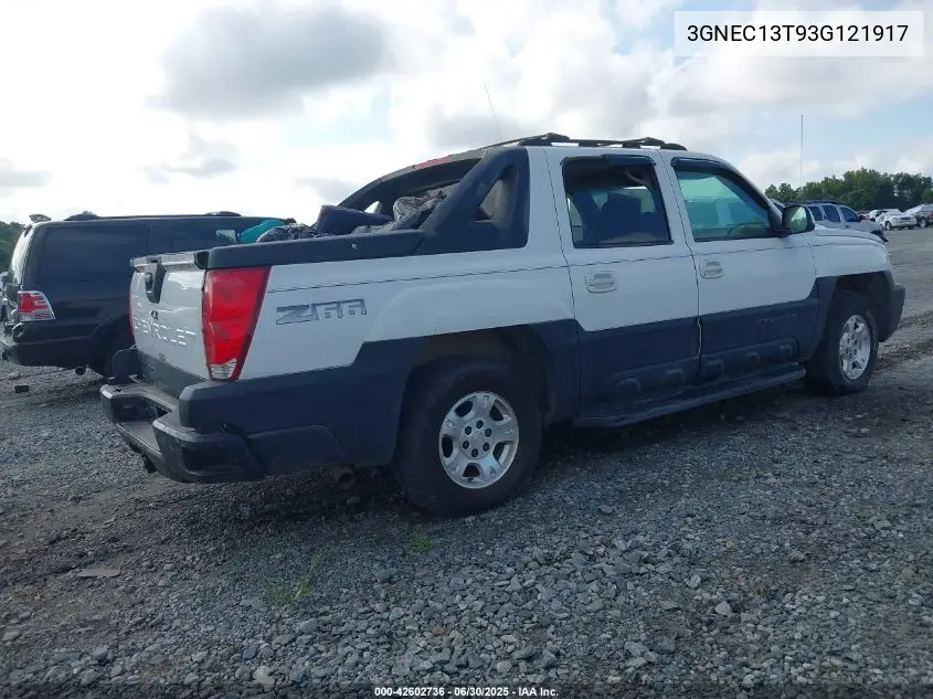 2003 Chevrolet Avalanche C1500 VIN: 3GNEC13T93G121917 Lot: 42602736
