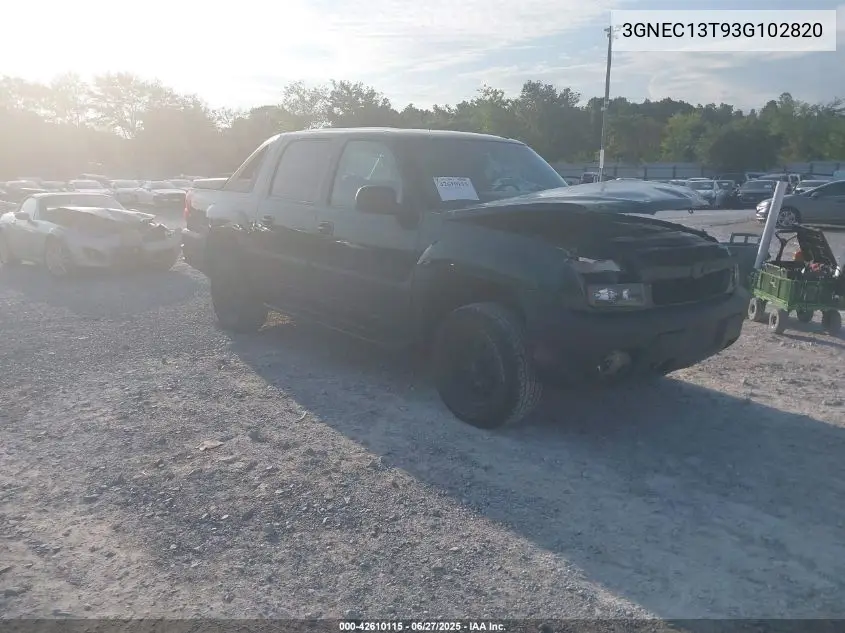 2003 Chevrolet Avalanche 1500 VIN: 3GNEC13T93G102820 Lot: 42610115