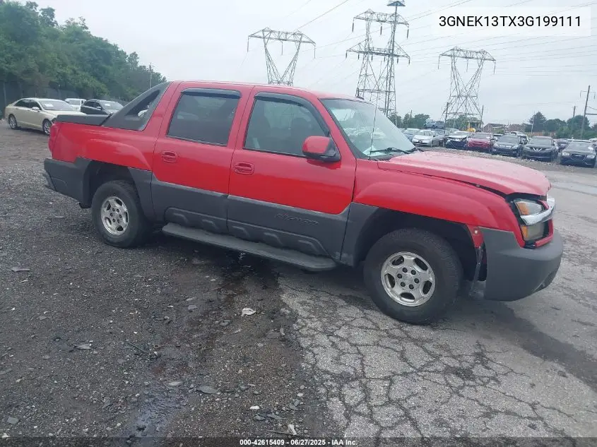 2003 Chevrolet Avalanche 1500 VIN: 3GNEK13TX3G199111 Lot: 42615409