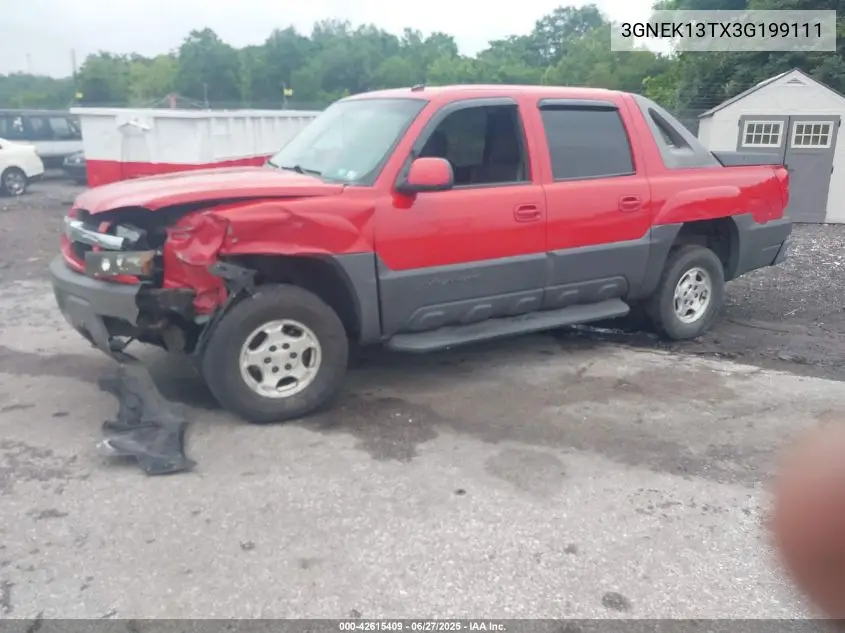 2003 Chevrolet Avalanche 1500 VIN: 3GNEK13TX3G199111 Lot: 42615409