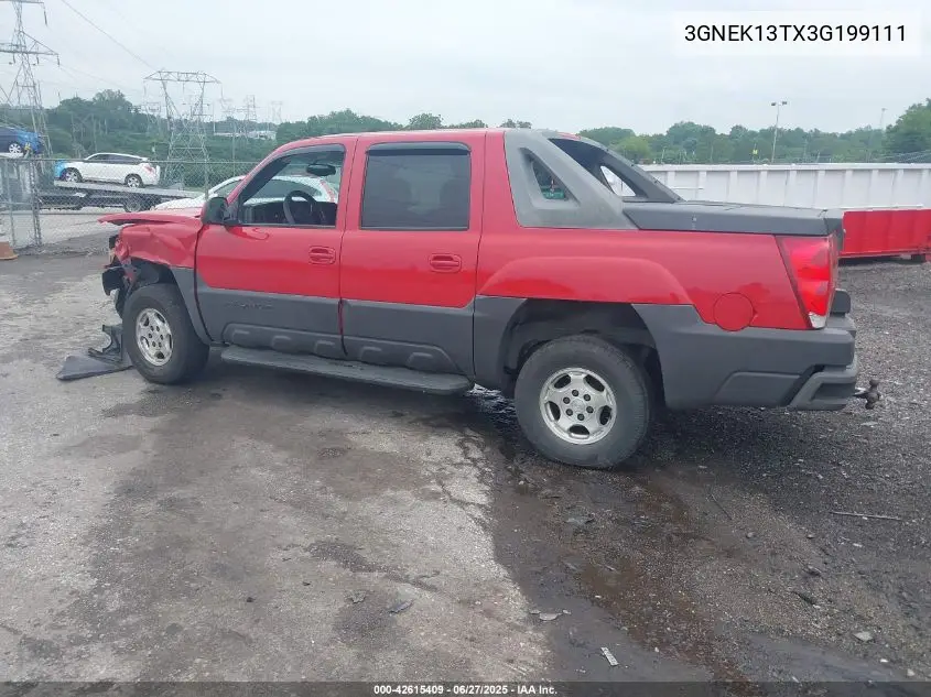 2003 Chevrolet Avalanche 1500 VIN: 3GNEK13TX3G199111 Lot: 42615409