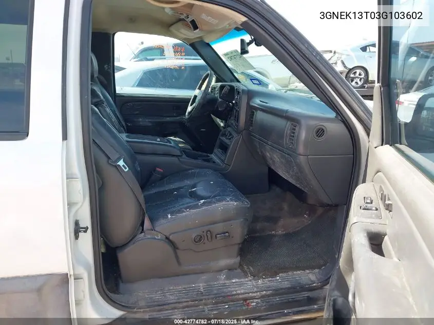 2003 Chevrolet Avalanche 1500 VIN: 3GNEK13T03G103602 Lot: 42774782