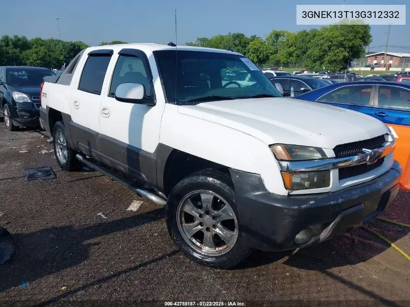 2003 Chevrolet Avalanche 1500 VIN: 3GNEK13T13G312332 Lot: 42785187