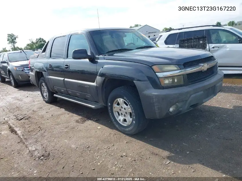 2003 Chevrolet Avalanche 1500 VIN: 3GNEC13T23G167220 Lot: 42796813