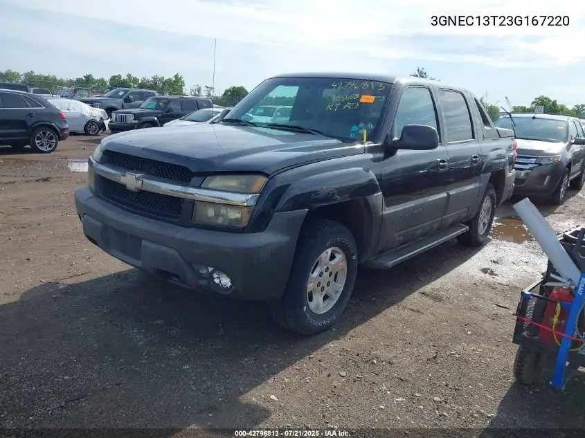 2003 Chevrolet Avalanche 1500 VIN: 3GNEC13T23G167220 Lot: 42796813