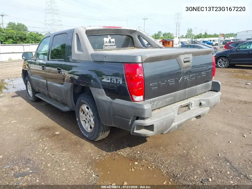 2003 Chevrolet Avalanche 1500 VIN: 3GNEC13T23G167220 Lot: 42796813