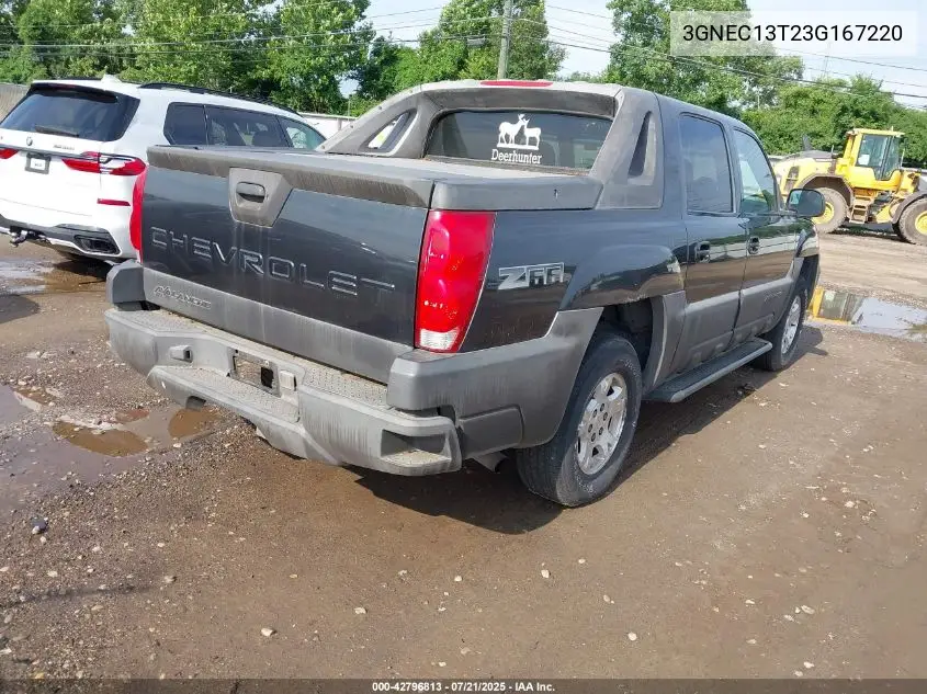 2003 Chevrolet Avalanche 1500 VIN: 3GNEC13T23G167220 Lot: 42796813