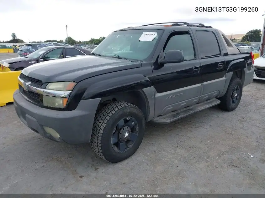 2003 Chevrolet Avalanche 1500 VIN: 3GNEK13T53G199260 Lot: 42804051