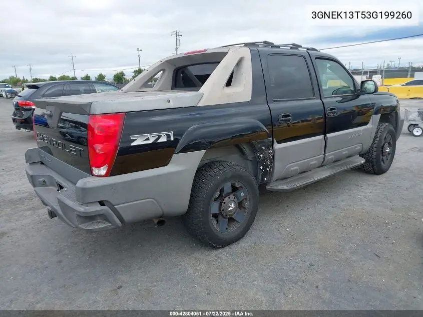 2003 Chevrolet Avalanche 1500 VIN: 3GNEK13T53G199260 Lot: 42804051