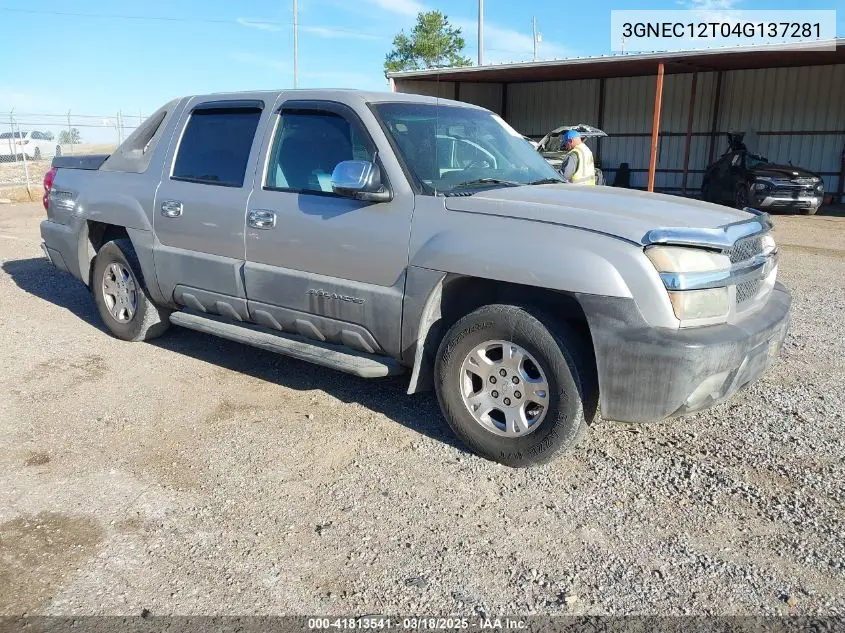 2004 Chevrolet Avalanche 1500 VIN: 3GNEC12T04G137281 Lot: 41813541