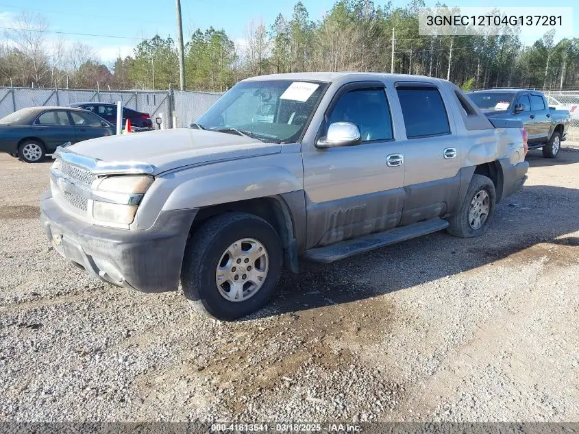2004 Chevrolet Avalanche 1500 VIN: 3GNEC12T04G137281 Lot: 41813541