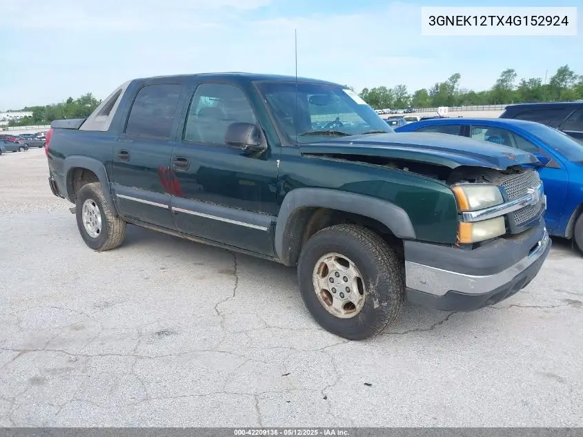 2004 Chevrolet Avalanche 1500 VIN: 3GNEK12TX4G152924 Lot: 42209136
