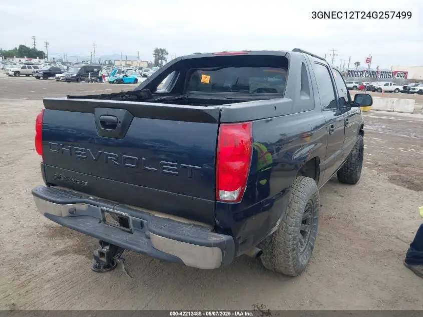 2004 Chevrolet Avalanche 1500 VIN: 3GNEC12T24G257499 Lot: 42212485