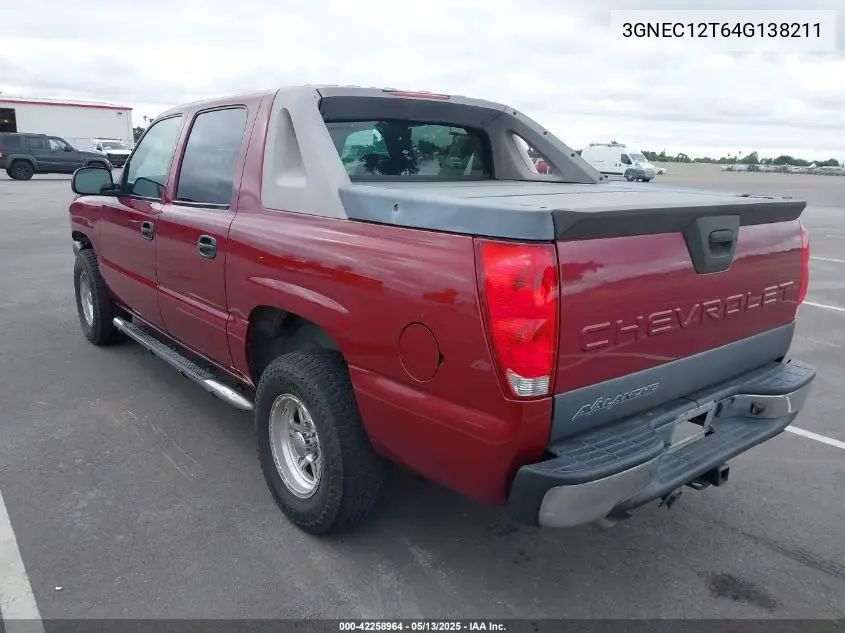 2004 Chevrolet Avalanche 1500 VIN: 3GNEC12T64G138211 Lot: 42258964