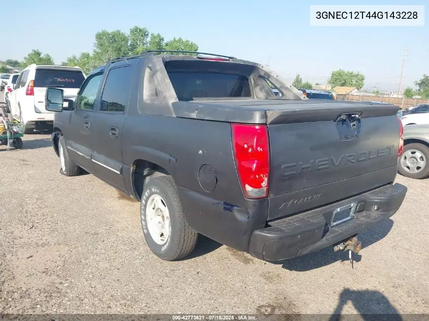 2004 Chevrolet Avalanche 1500 VIN: 3GNEC12T44G143228 Lot: 42773621